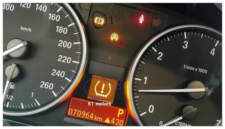 BMW정비센터 K1모터스 320I 브레이크 DSC 타이어공기압 경고등 점등 수리편
