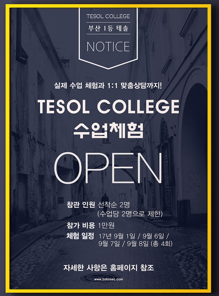 TESOL College 수업체험기회 OPEN 안내 !