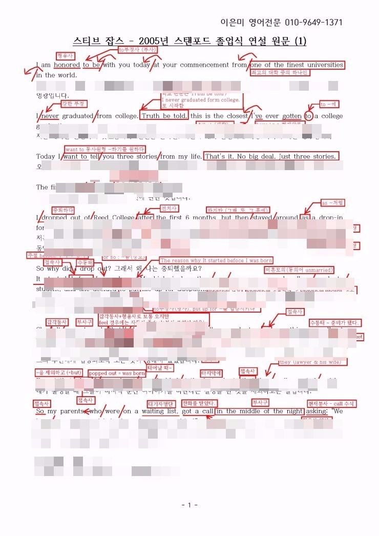 안화중3 - 추가지문 : 스티브 잡스 - 2005년 스탠포드 졸업식 연설문_내용 정리