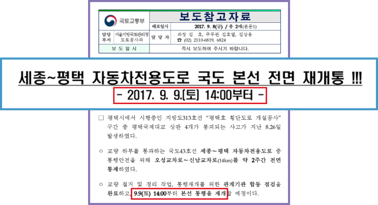 [평택부동산전망 / 핫한평택소식 / 평택국제대교] 세종-평택간 국도, 9월 9일, 오늘 14시부터 전면 재개통