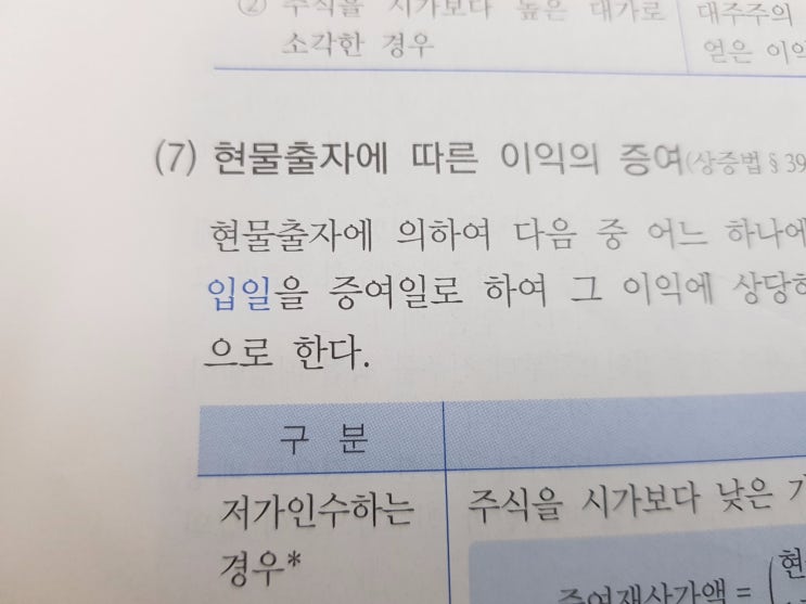  현물출자에 따른 이익의 증여