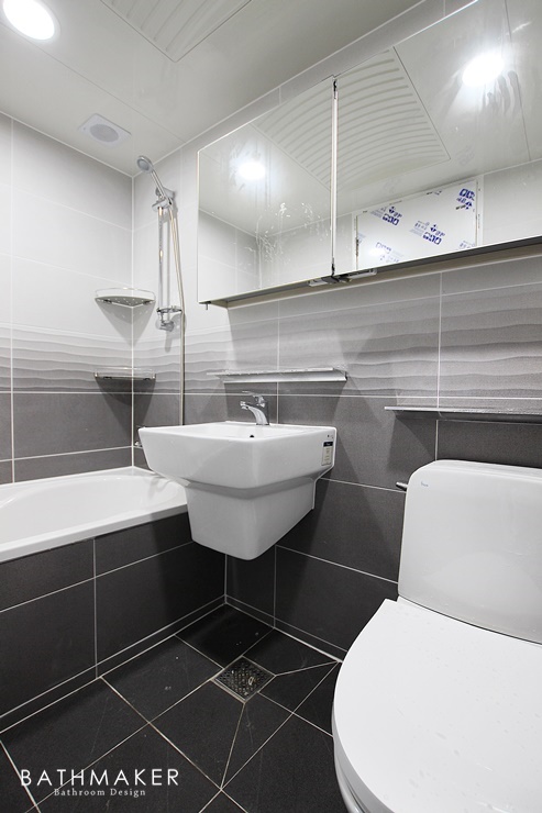 그라데이션 타일로 시공한 성남 두산위브 아파트 욕실 리모델링 욕실 타일시공, 예쁜 욕실 타일
