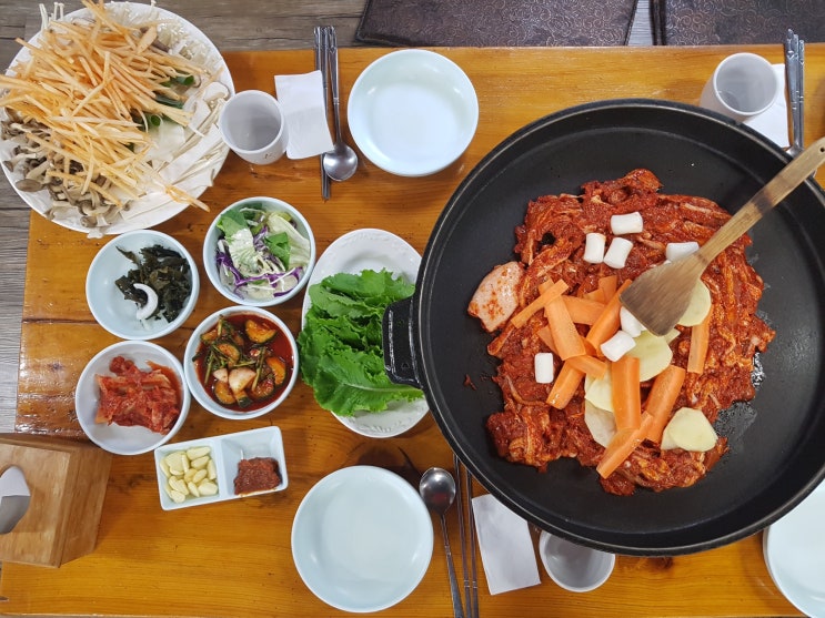 서귀포 제주도민맛집 오리철판구이 통낭식당