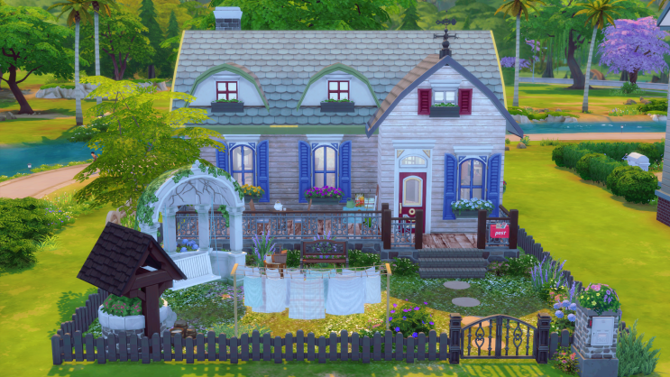 심즈4 하우스 (배포) / 건축 :: 작은 정원이 있는 오두막 Garden Cottage