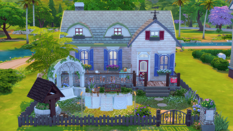  심즈4 하우스 (배포) / 건축 :: 작은 정원이 있는 오두막 Garden Cottage