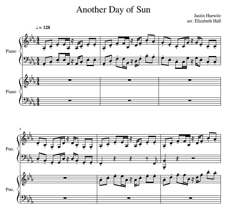 라라랜드 Ost 피아노 악보-Another Day Of Sun : 네이버 블로그