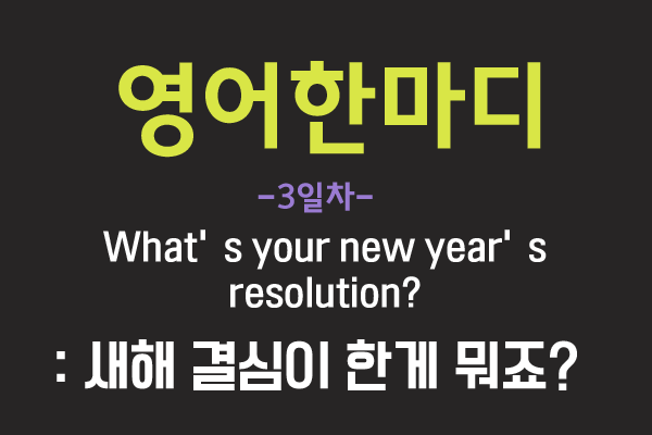  [영어관용구] 3. What's your new year's resolution?.
