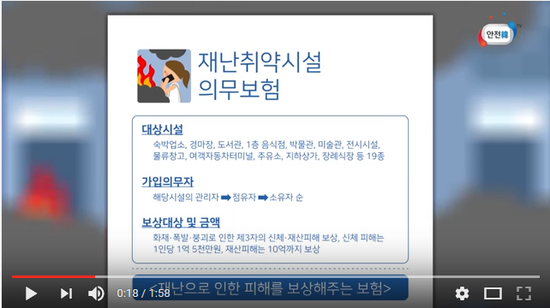 재난취약시설 의무보험 홍보영상 - 국민안전처 안전한TV 재난취약시설 의무보험 홍보영상 - 국민안전처 안전한TV