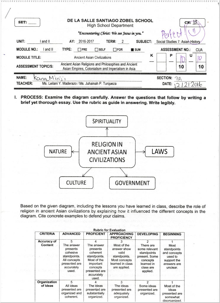  알라방 조기유학 Kelly의 Social study 에세이 시험지~