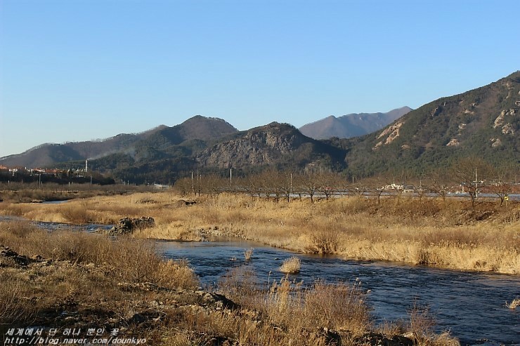  충북 영동군 황간면 월류교와 초강천 주변 모습