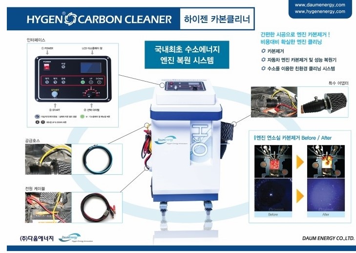 하이젠카본클리너 출시! 수소에너지이용,  엔진복원 연료절감 출력상승 매연감소 