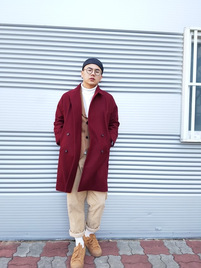  [데일리룩 #38] 와인 롱코트 & 비니로 레옹스타일 코디하기