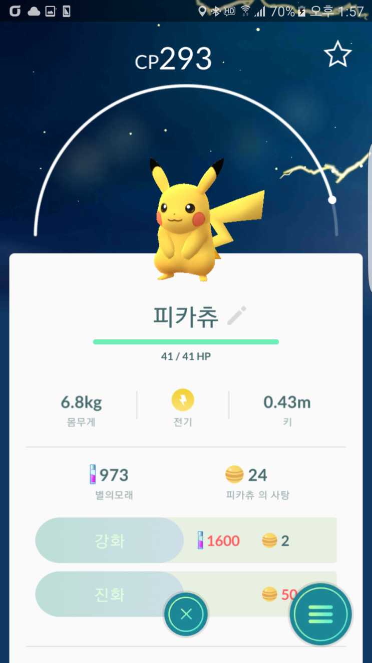 포켓몬고 피카츄 잡기!