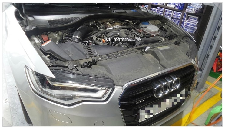 아우디A6 3.0 TDI 엔진오일 교환과 냉각수 누유 점검 K1모터스