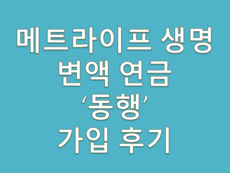 메트라이프 생명 변액 연금 동행 가입 후기