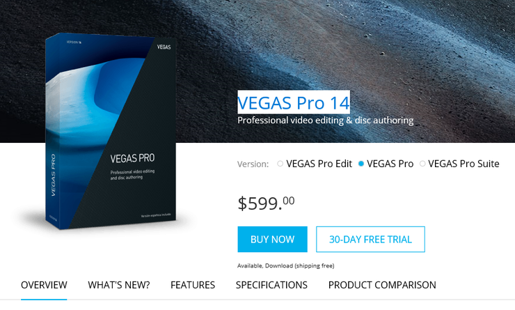  VEGAS PRO 14 다운로드 (30-dat free trial)