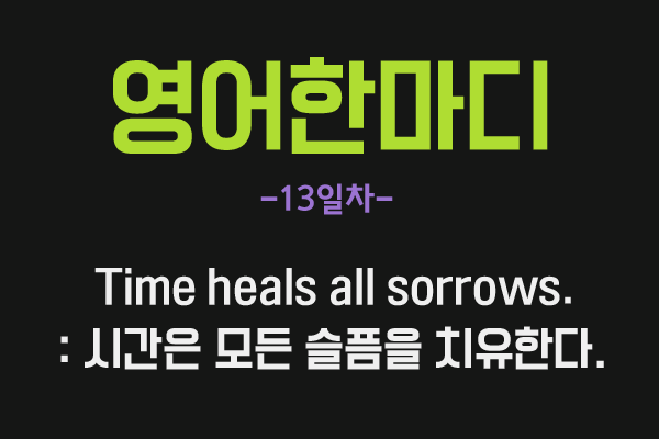  [영어관용구] 13. Time heals all sorrows.