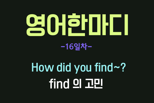  [영어관용구] 16. How did you find~?
