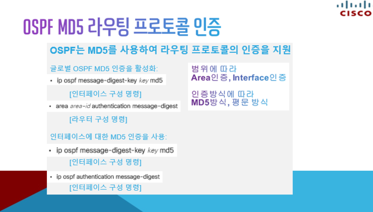 영진전문대학 컴퓨터정보계열 OSPF MD5 라우팅 프로토콜 인증