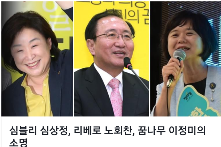 심블리 심상정, 리베로 노회찬, 꿈나무 이정미의 소명