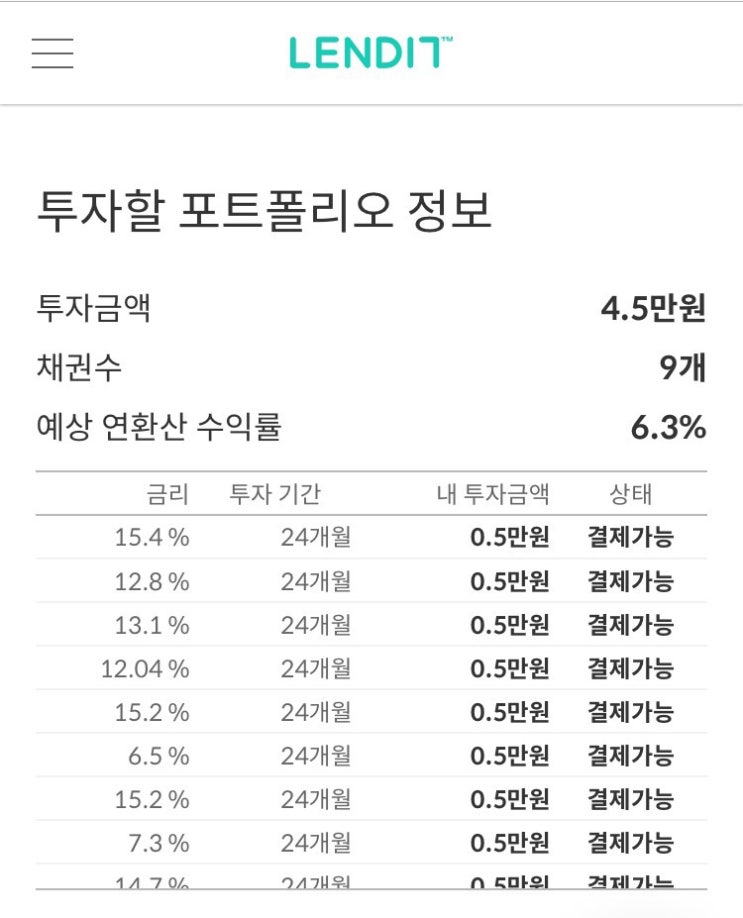  렌딧11월투자후기