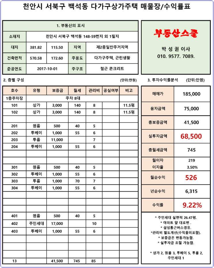 천안원룸 백석동 아파트정문앞 신축!