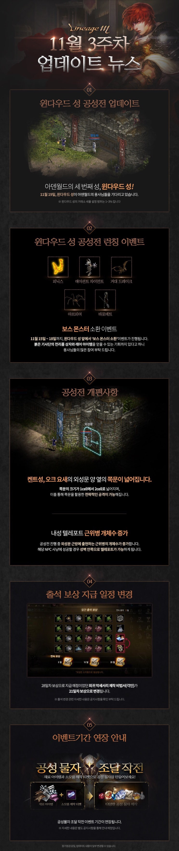  [패치노트] 리니지M 11월 3주차 패치노트! 윈다우드성 공성전/세금 최대 10%