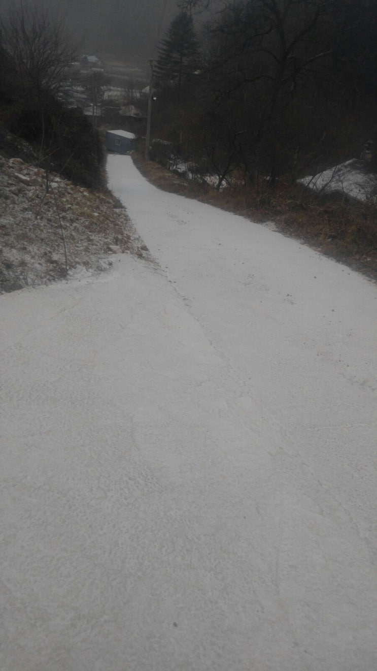 산골에는 새벽에 눈이 내립니다.