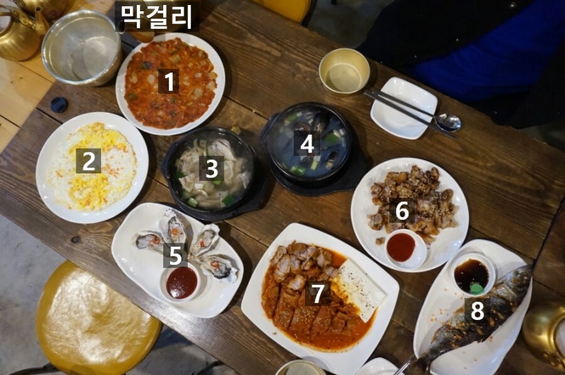전주한옥마을막걸리 옛촌막걸리 2인 8가지 기본안주 족발+삼계탕+굴+김치찜 ..! 전주막걸리가....