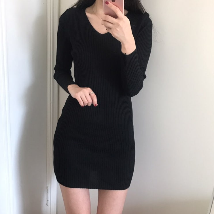  [데일리룩] 블랙 니트 원피스