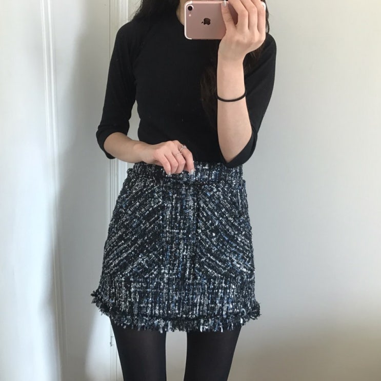  [데일리룩] 니트티, 트위드스커트