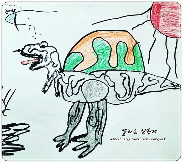  [아들 1호의 그림] #스피노사우르스 공룡#공룡그리기#스피노사우르스