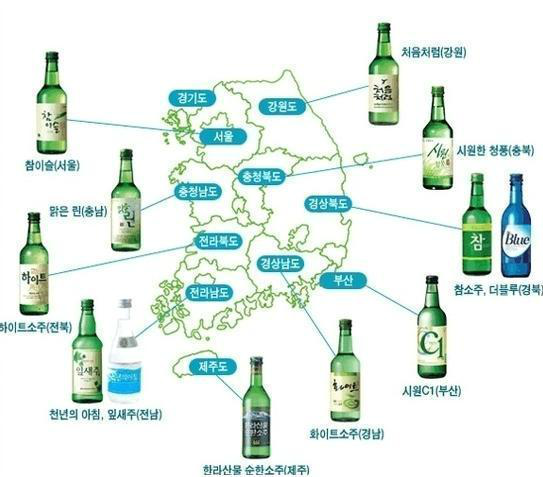 우리나라 지역별 소주 ? 우리나라 지역별 소주 ?