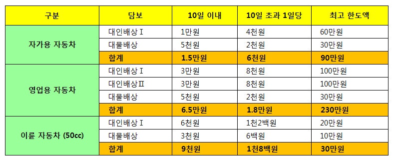 자동차보험 의무보험 미가입시 과태료 기준 4