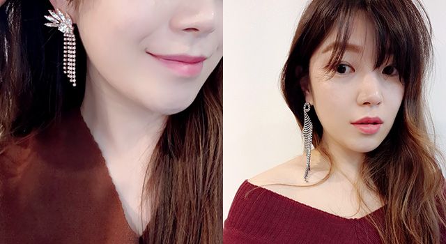  은침 롱 드롭 큐빅귀걸이