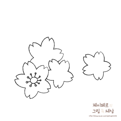 흑백의 벚꽃 그리기