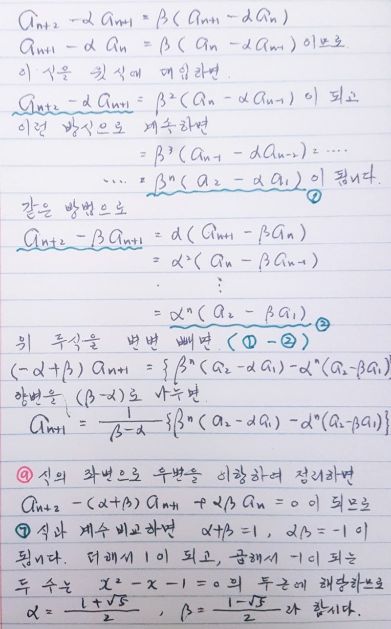 피보나치수열의 일반항을 구해봅시다. ^^* : 네이버 블로그