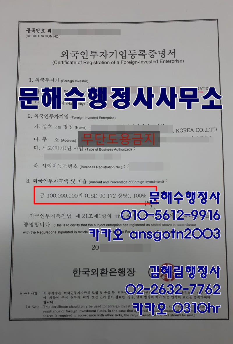 외국인투자법인 설립, 체류를 위한 D-8 비자까지 12