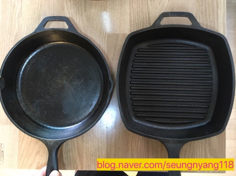 롯지 스킬렛, 사각그릴팬 세척 & 녹제거 & 시즈닝 하는법
