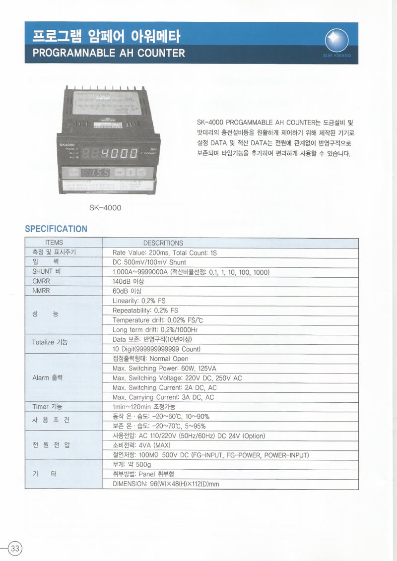 서광계측기 SK-4000,SK4000 도금용 적산 전류계 : 네이버 블로그