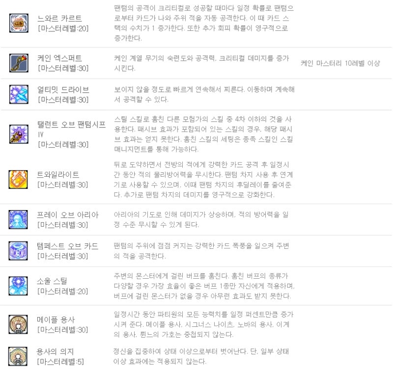 메이플스토리 팬텀 스킬트리 [1차~4차] : 네이버 블로그
