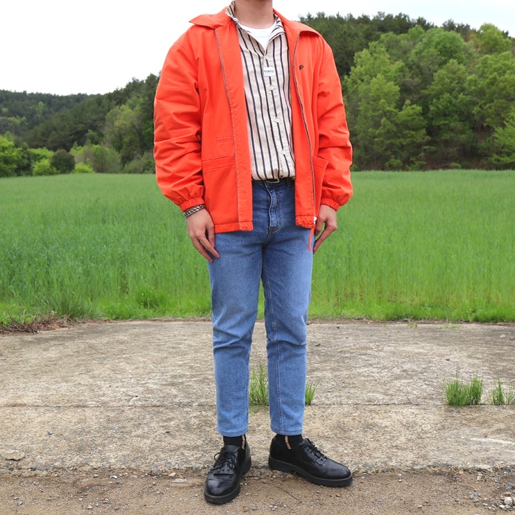  남자 블루종 코디 크롭진과 캐주얼하게
