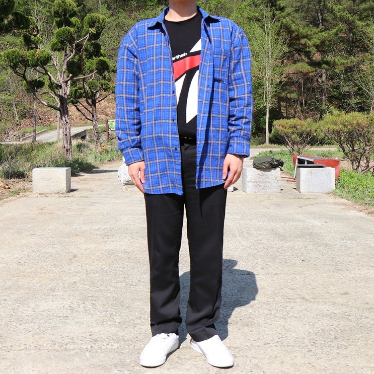  오버핏 남자 체크남방 캐주얼하게 입기좋아