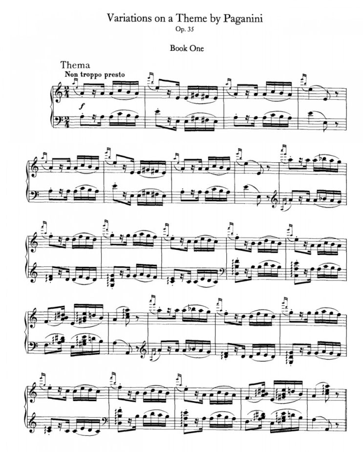브람스 파가니니 주제에 의한 변주곡 Op.35 악보 브람스 파가니니 주제에 의한 변주곡 Op.35 악보
