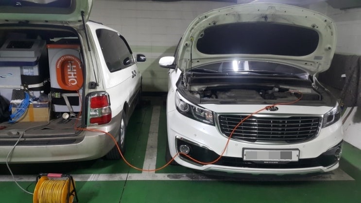  올뉴카니발 31.000km 수소클리닝, 경기도 동두천 출장 작업사진 입니다.