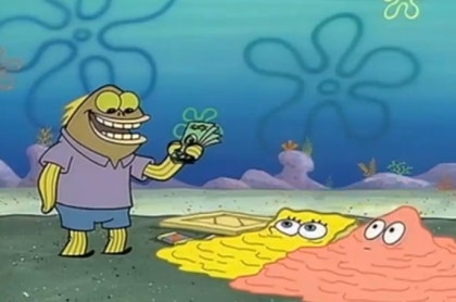 스폰지밥 초콜릿 노부인 장면