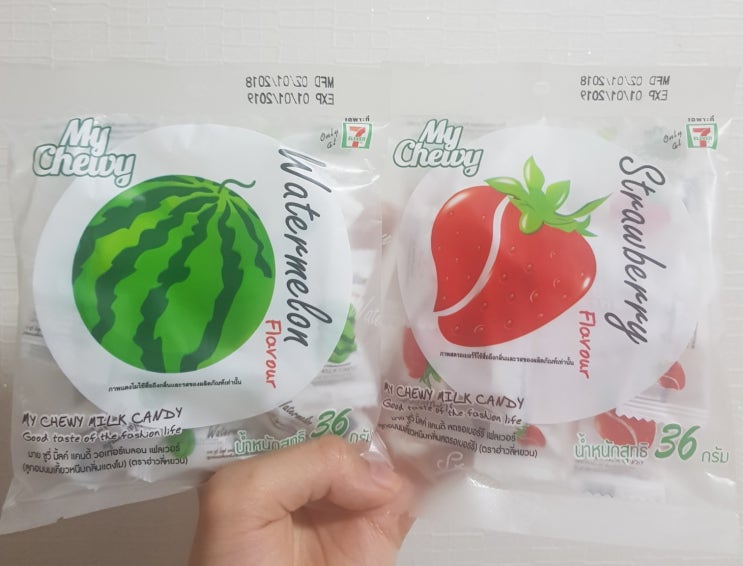  (짧뷰) 태국 츄잉밀크캔디《하오리위안》 수박맛, 딸기맛