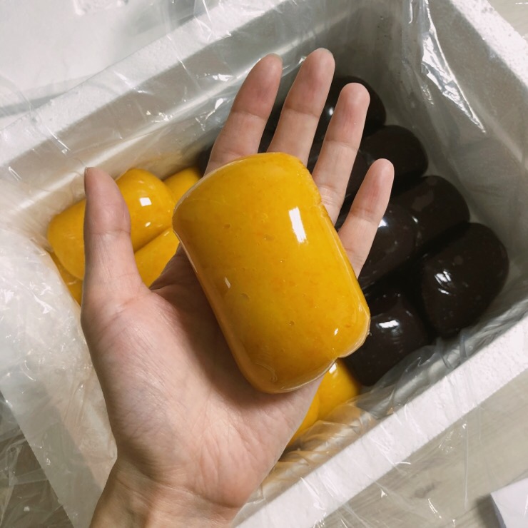  정애맛담, 4색 인절미 호박+흑미 후기 