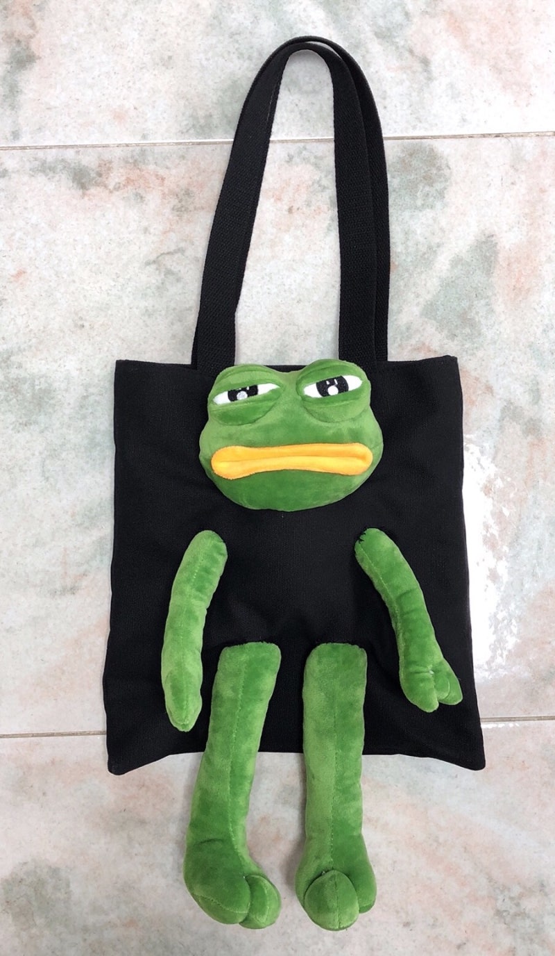 후기]슬픈 개구리짤 페페 검정 에코백 추천 - 슬픈 개구리 페페 더 프로그 인형 가방 에코백 : 네이버 블로그