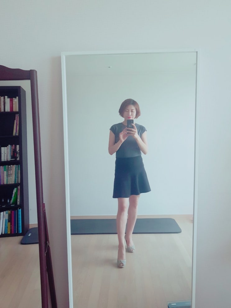  헬스보름째/유니클로플레어스커트/몸빼여름티/
